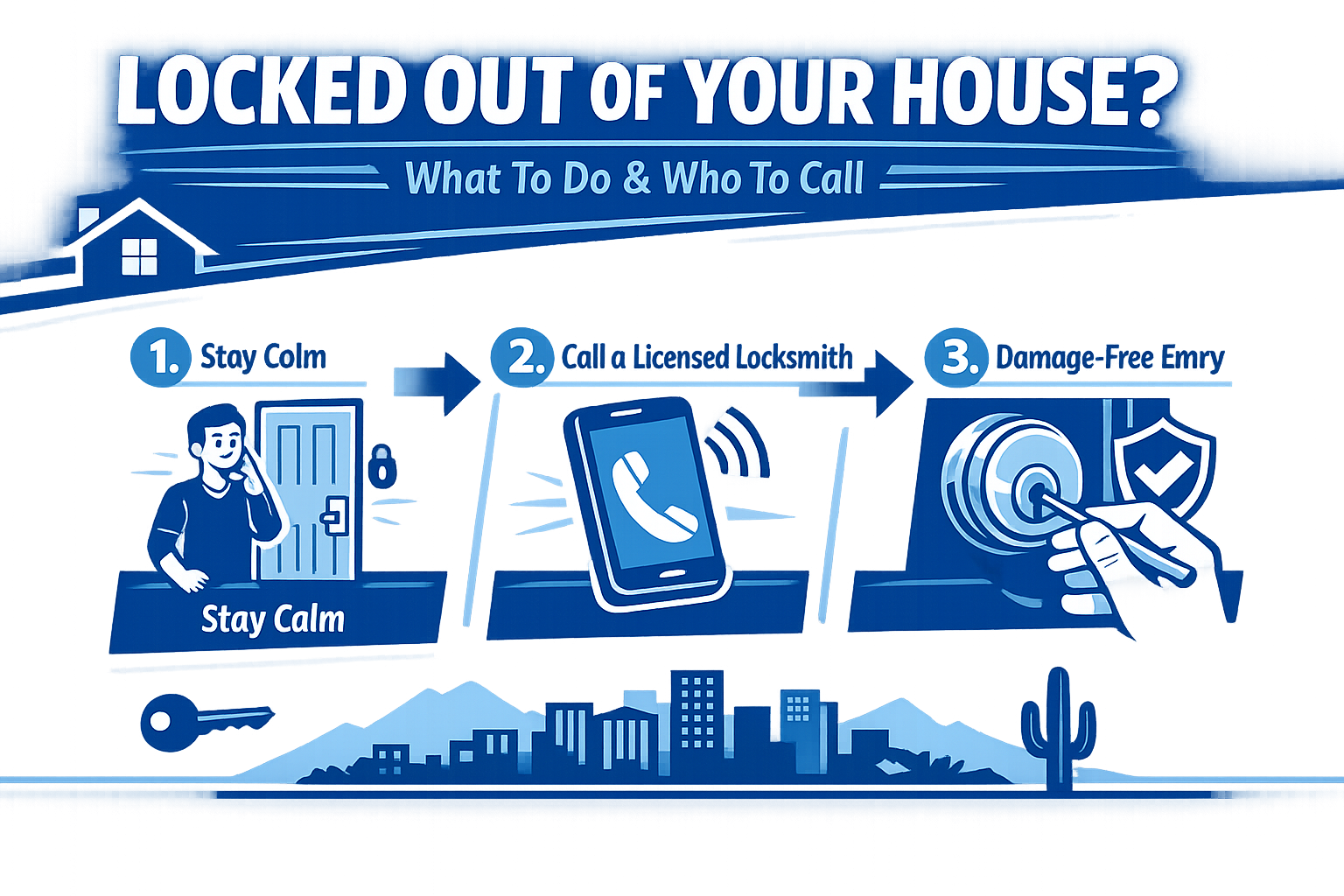 Locked out of your house infographic — what to do and who to call, Phoenix Valley Wide Locksmith